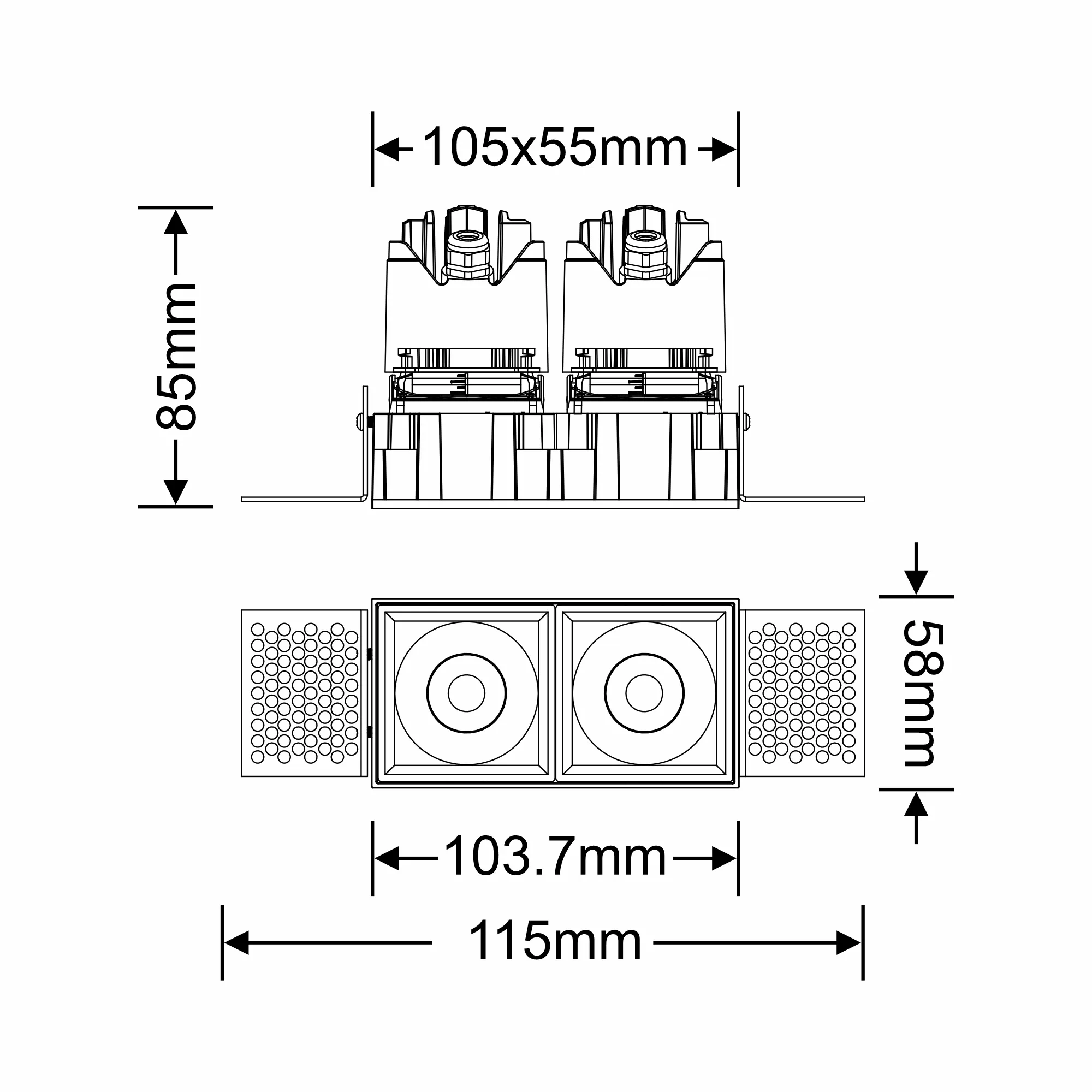 Belza 7-10W Recessed Ceiling Luminaires Dlux Multi-Head Recess Ceiling
